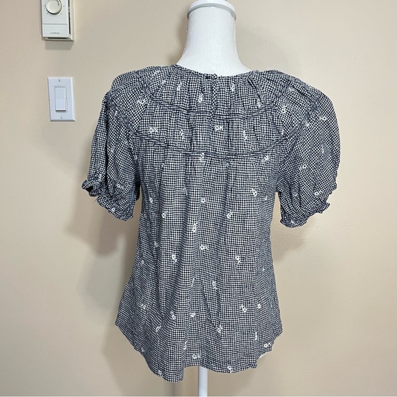 Madewell Embroidered Gingham Shirred Puff Sleeve Top - Picture 10 of 16